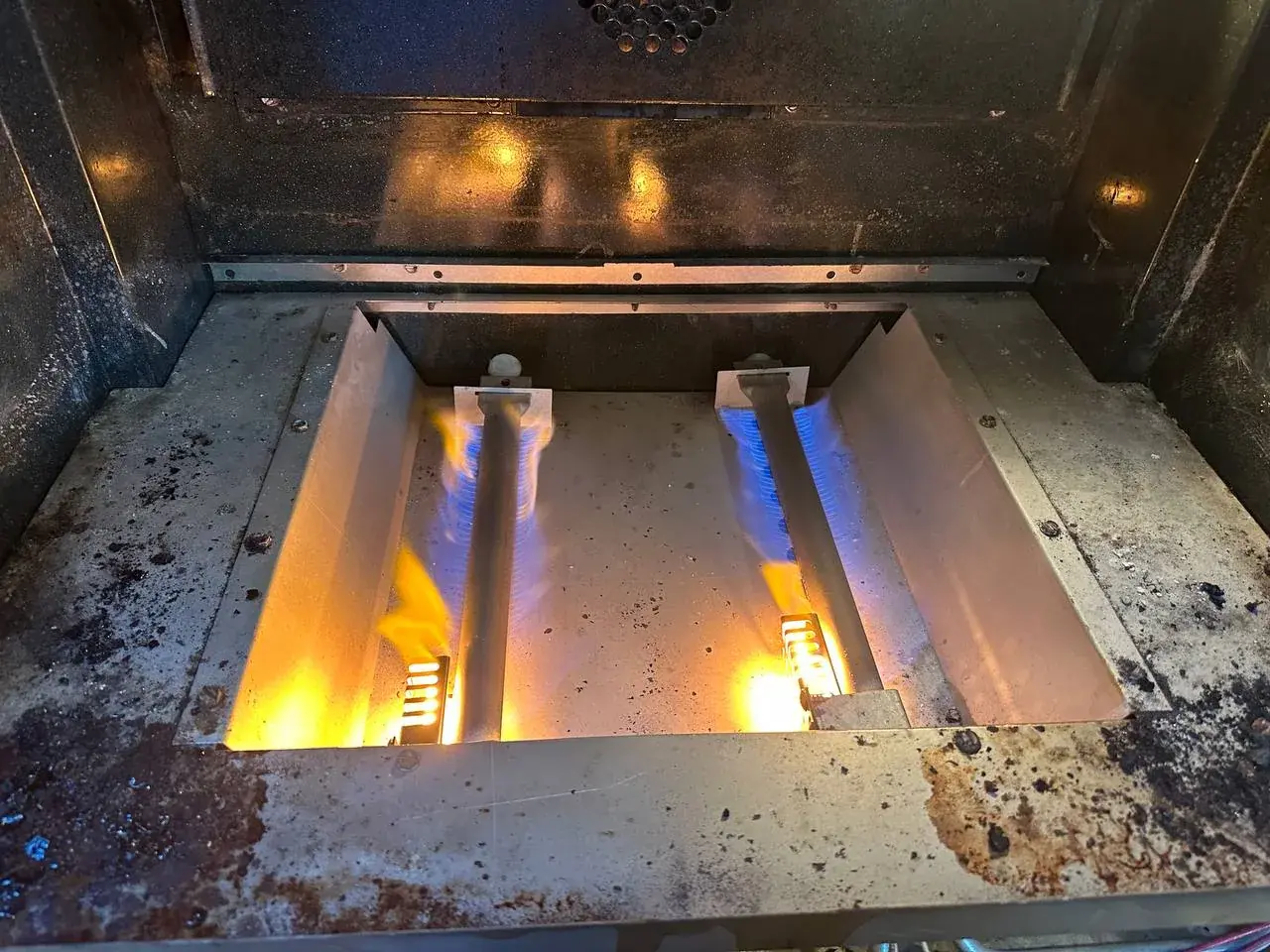 Gas burner flame during diagnostic testing